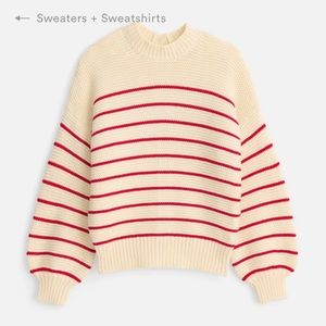 Alex Mill Button-Back Crewneck Sweater in Stripe, Ivory/Red, Medium, NWT